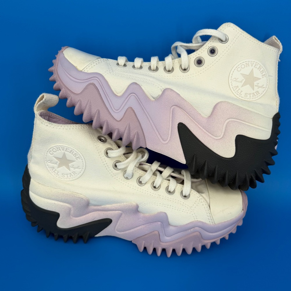 Converse Run Star Motion Platform High Top Egret Pale Amethyst 172891C Womens 8 - Picture 7 of 8